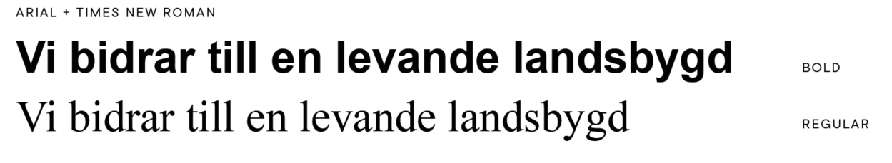 Windowstypsnitten Arial och Times new roman används i brev, skrivelser, rapporter och enklare publikationer och power pointpresentationer.