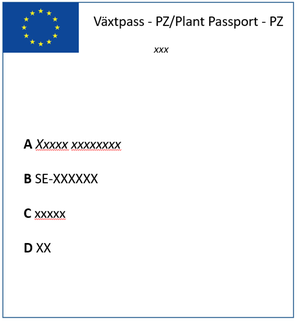 Plant passport for bringing into and for movement within a protected zone