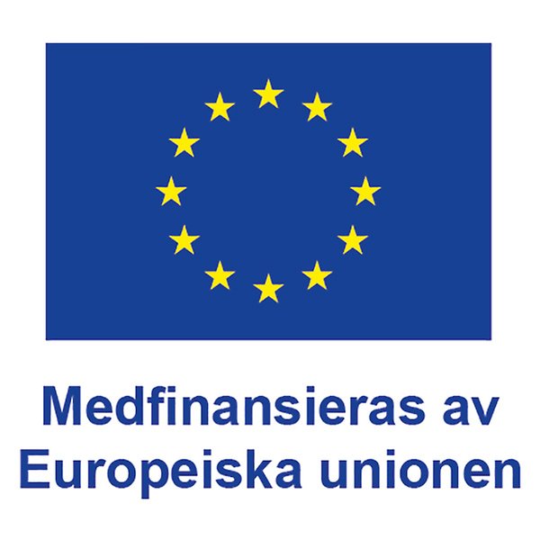 EU:s flagga och texten Medfinansieras av Europeiska unionen.