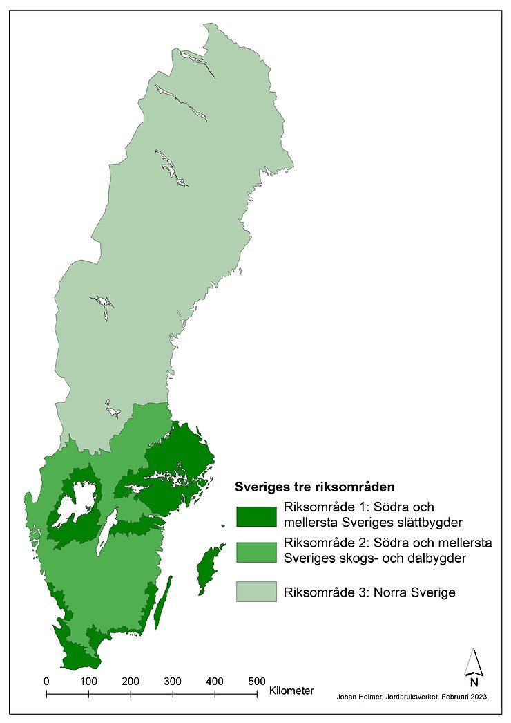 Figur B. Sveriges tre riksområden