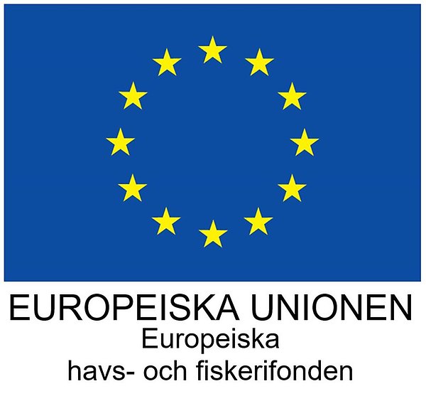 EU:s flagga och texten Europeiska unionen, Europeiska havs- och fiskerifonden.